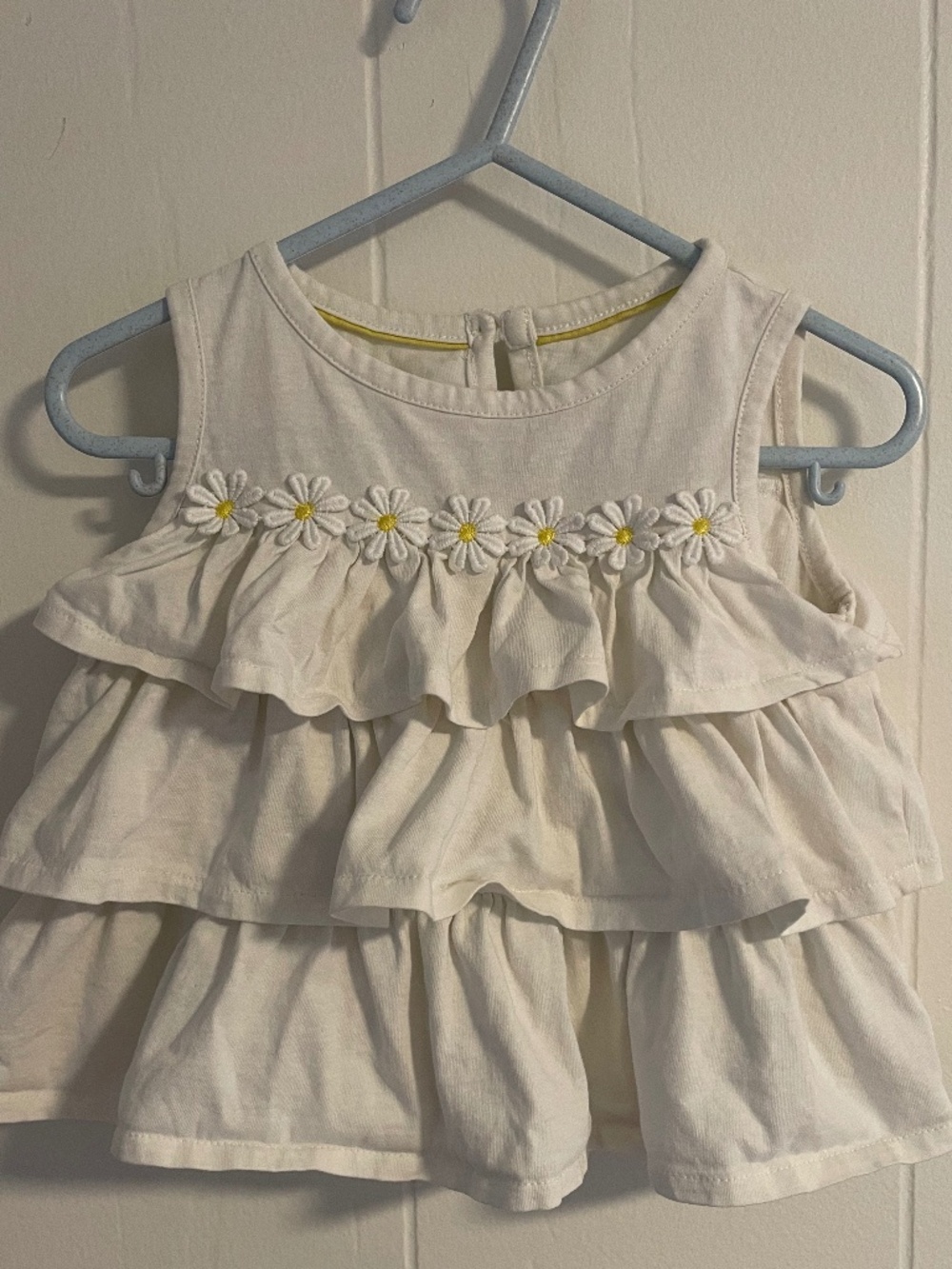 Mini Boden Ruffle Flower Cream Baby/Toddler Top